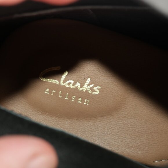 Clarks Womens Adya Luna Boots Size 7 Black Suede Block Heel Elastic Cuff Booties - Picture 9 of 11